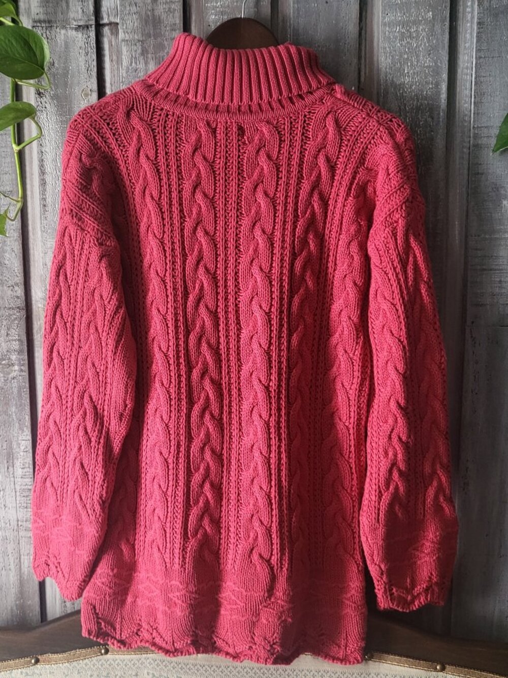 Vintage 90s Real Clothes The Bay Pink Cable Knit Turtleneck Sweater S